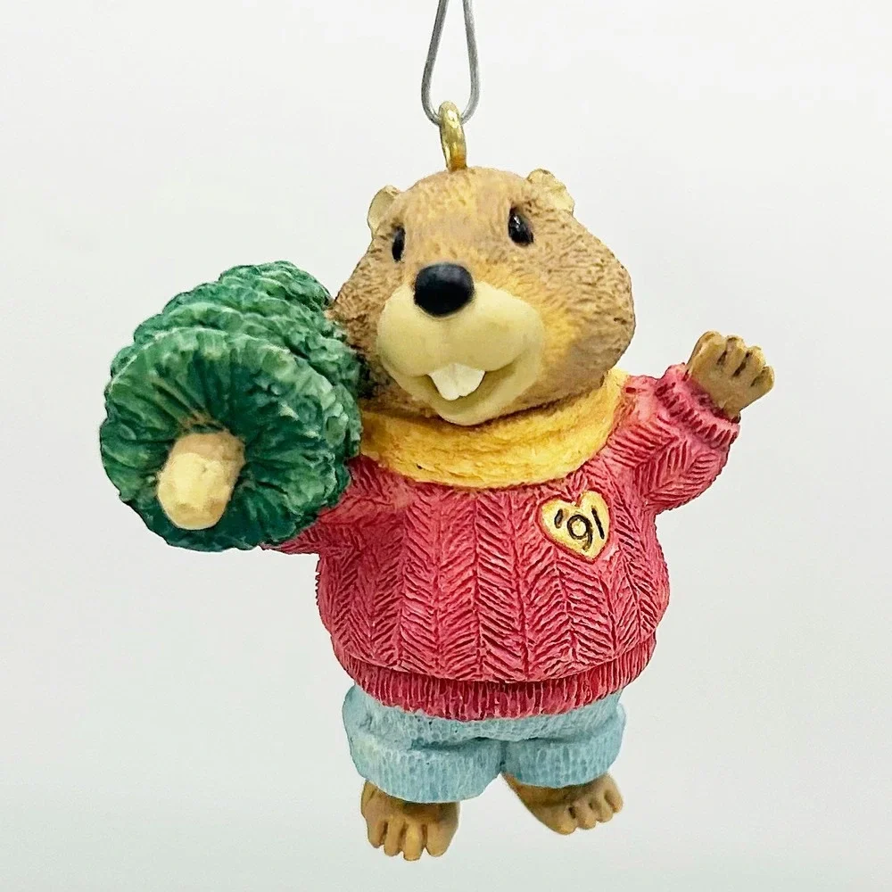 Yule Logger Hallmark Ornament 1991 Beaver with Tree